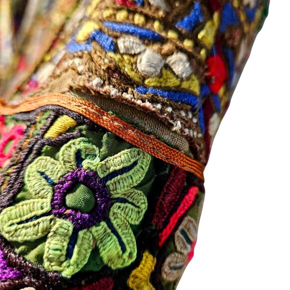 Antique Central Asian Embroidered Mirror Man’s Vest Collector Textile Afghan - Picture 9 of 15